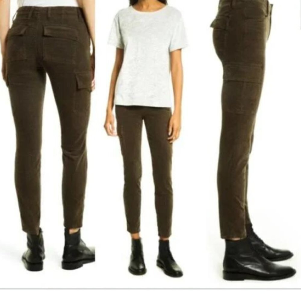 Vince Skinny Corduroy Cargo Pants In Olive 30336
